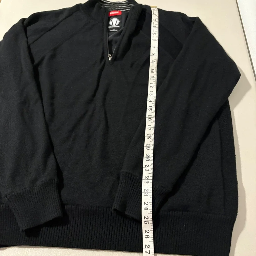 Sunice Windstopper Mens L 1/4 Zip Golf Sweater Black 100% Wool‎ Lined Pullover